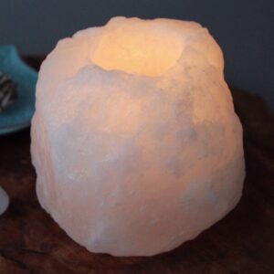 Theelichthouder van Himalaya zout wit